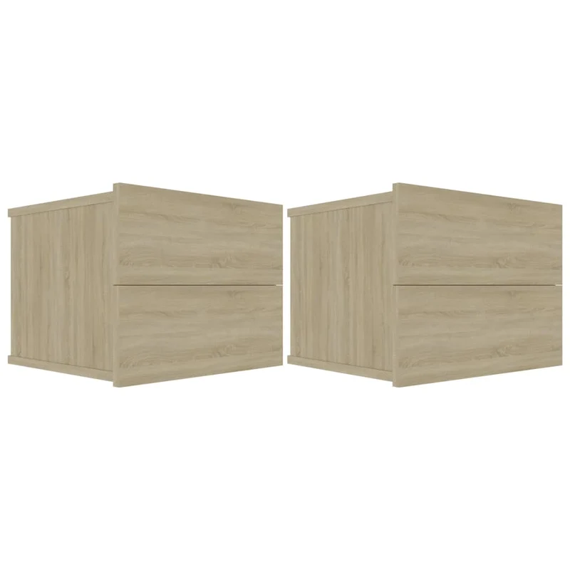 Lot de 2 tables de chevet murales avec tiroirs 40 x 30 x 30 cm en bois d'ingénierie couleur chêne DEC035227