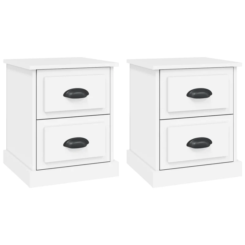 Lot de 2 tables de chevet avec tiroirs 39 x 39 x 47,5 cm bois d'ingénierie blanc DEC034879