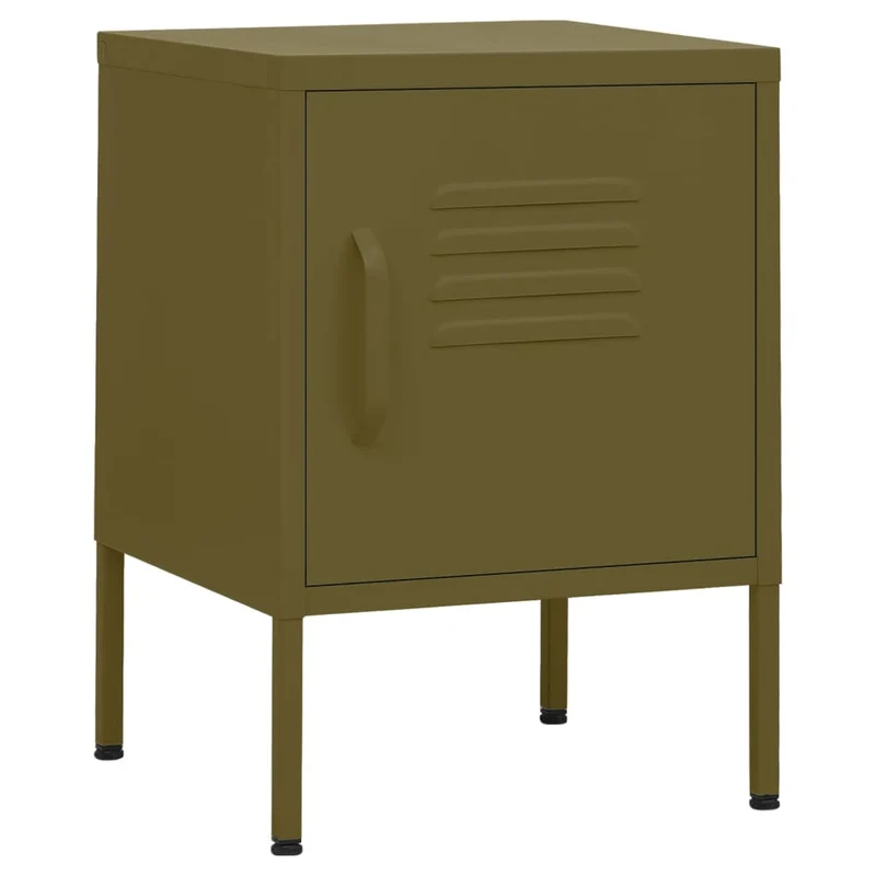 Table de chevet avec compartiment avec porte 35 x 35 x 51 cm acier vert DEC034697
