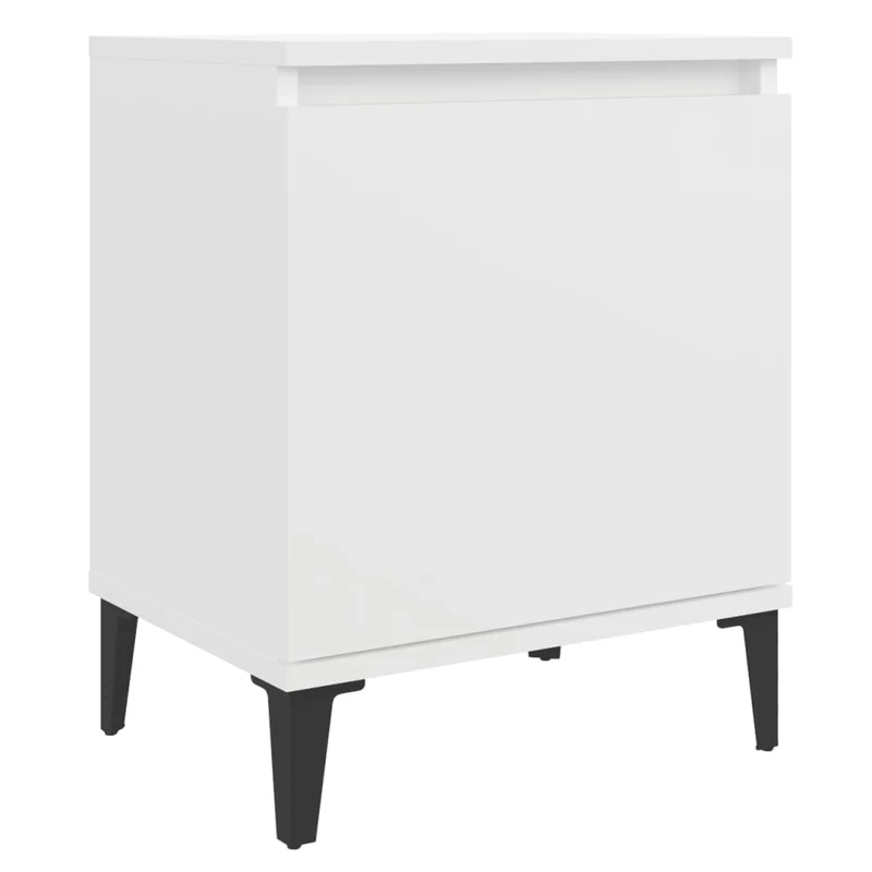 Table de chevet avec compartiment avec porte 40 x 30 x 50 cm bois d'ingénierie blanc pieds en métal DEC033226