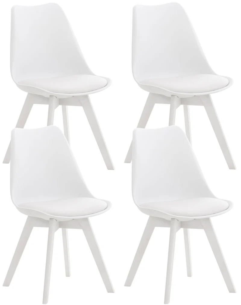 Lot de 4 chaises de salle à manger cuisine design moderne synthétique blanc 10_0001383