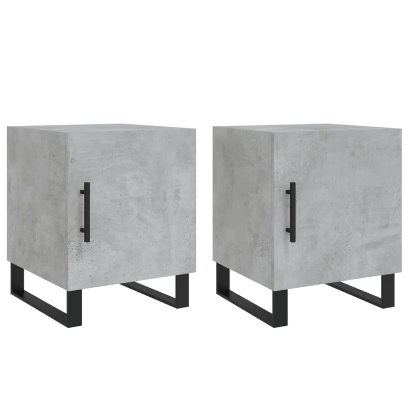 Lot de 2 tables de chevet avec compartiment avec porte 40 x 40 x 50 cm bois d’ingénierie gris DEC035395