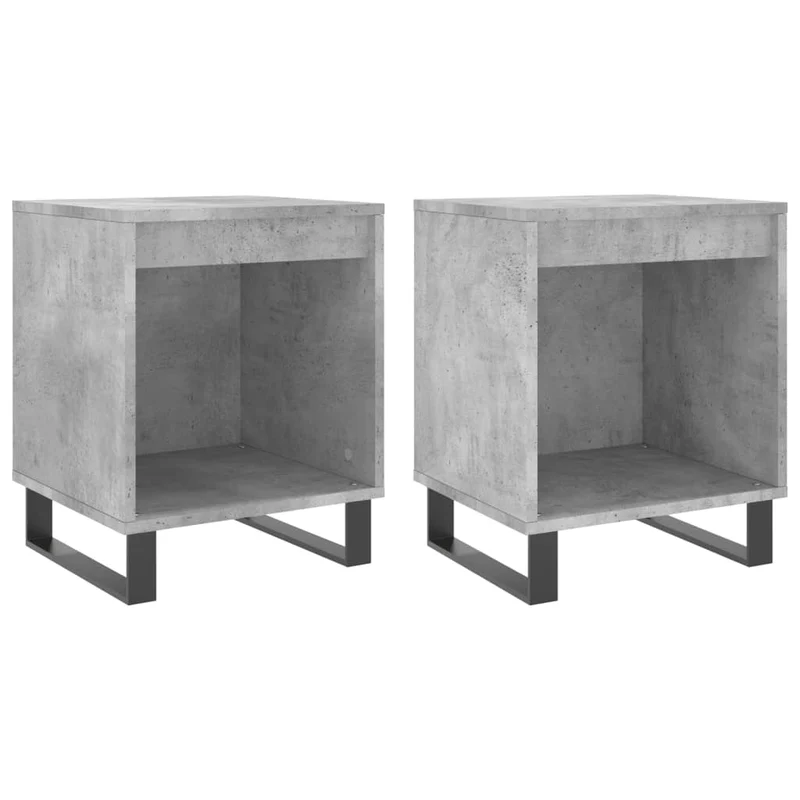 Lot de 2 tables de chevet avec compartiment ouvert 40 x 35 x 50 cm bois d’ingénierie gris DEC035371