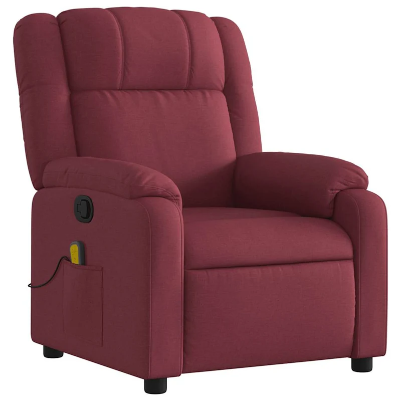 Fauteuil de relaxation TV fonction massage inclinable 6 points de massage en tissu rouge bordeaux DEC027096