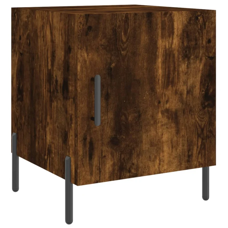 Table de chevet avec compartiment avec porte 40 x 40 x 50 cm bois d'ingénierie marron et fer DEC033614
