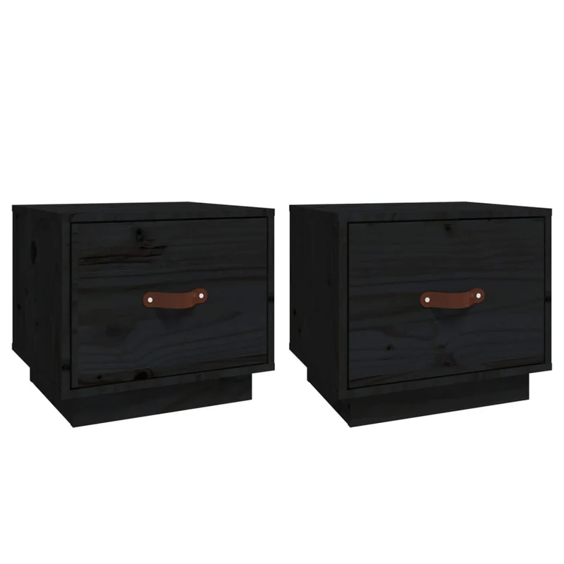 Lot de 2 tables de chevet avec tiroir 40 x 34 x 35 cm bois de pin noir DEC035522