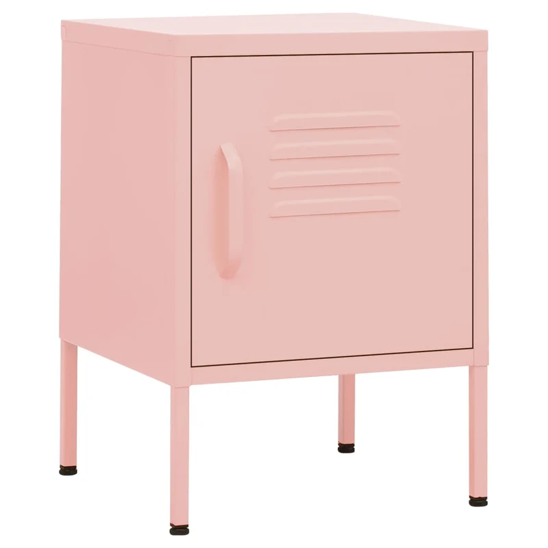 Table de chevet avec compartiment avec porte 35 x 35 x 51 cm acier rose DEC034552