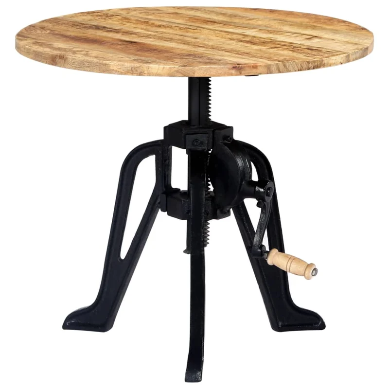 Table d'appoint console d'entrée meuble de salon hauteur réglable bois de manguier massif et fonte DEC032318