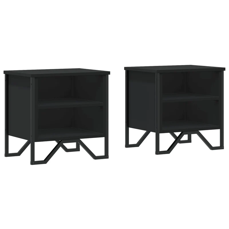 Lot de 2 tables de chevet avec compartiment ouvert 40 x 30 x 40 cm bois d'ingénierie noir DEC035504