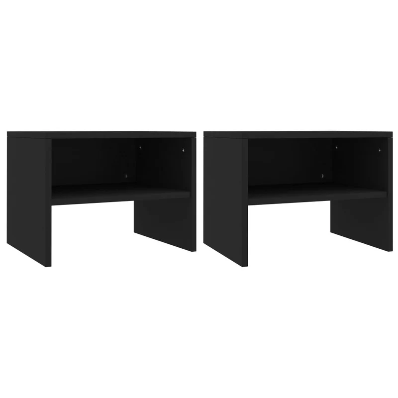 Lot de 2 tables de chevet avec compartiment ouvert 40 x 30 x 30 cm bois d'ingénierie noir DEC035498