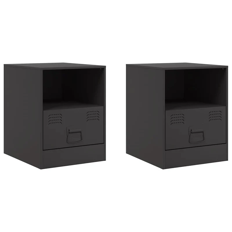 Lot de 2 tables de chevet avec tiroir et compartiment ouvert 34,5 x 39 x 44 cm acier noir DEC035462