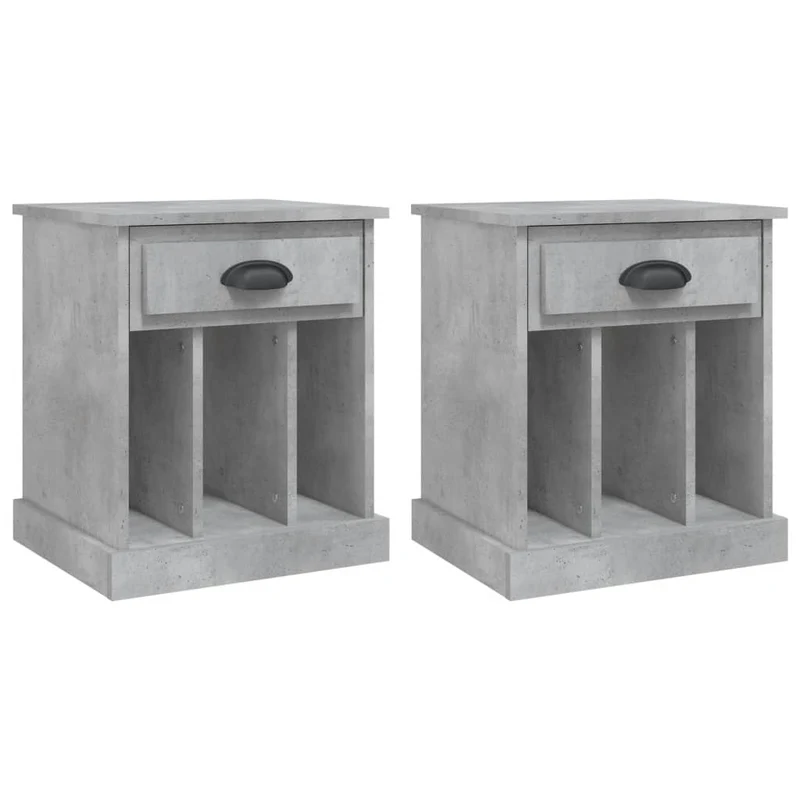 Lot de 2 tables de chevet avec tiroir et 3 compartiments 43 x 36 x 50 cm bois d'ingénierie gris DEC035399