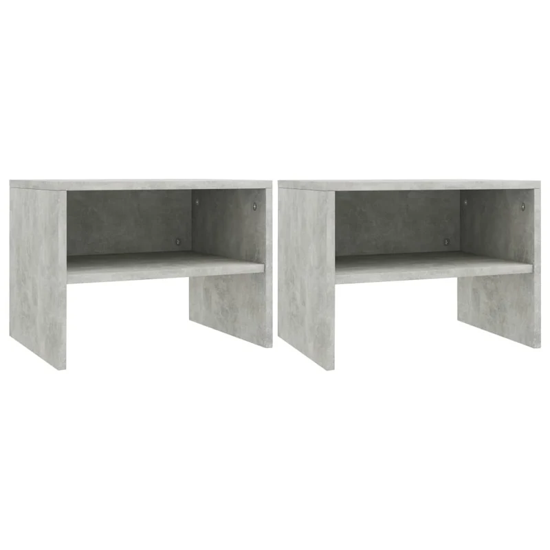 Lot de 2 tables de chevet avec compartiment ouvert 40 x 30 x 30 cm bois ingénierie gris DEC035346