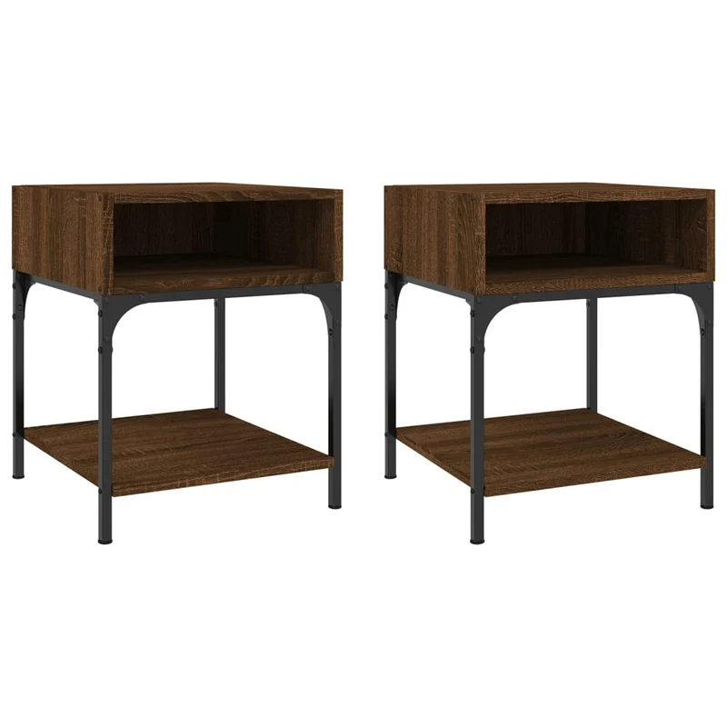 Lot de 2 tables de chevet avec compartiment ouvert 40 x 41 x 50 cm bois ingénierie et fer DEC035202