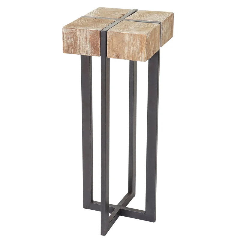 Table à plantes support à fleurs colonne en bois de sapin massif rustique certifié FSC 100x32x32cm 04_0005056