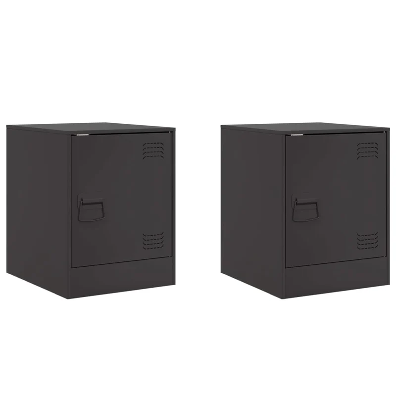 Lot de 2 tables de chevet avec compartiment avec porte 34,5 x 39 x 44 cm acier noir DEC035463