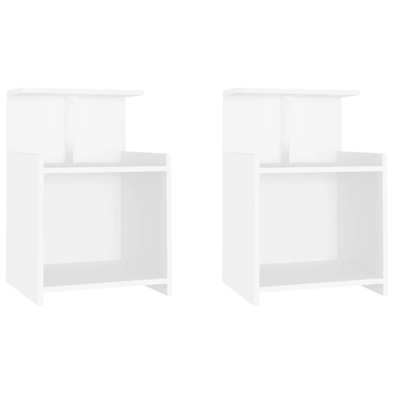 Lot de 2 tables de chevet avec étagères et compartiment 40 x 35 x 60 cm aggloméré blanc DEC034942