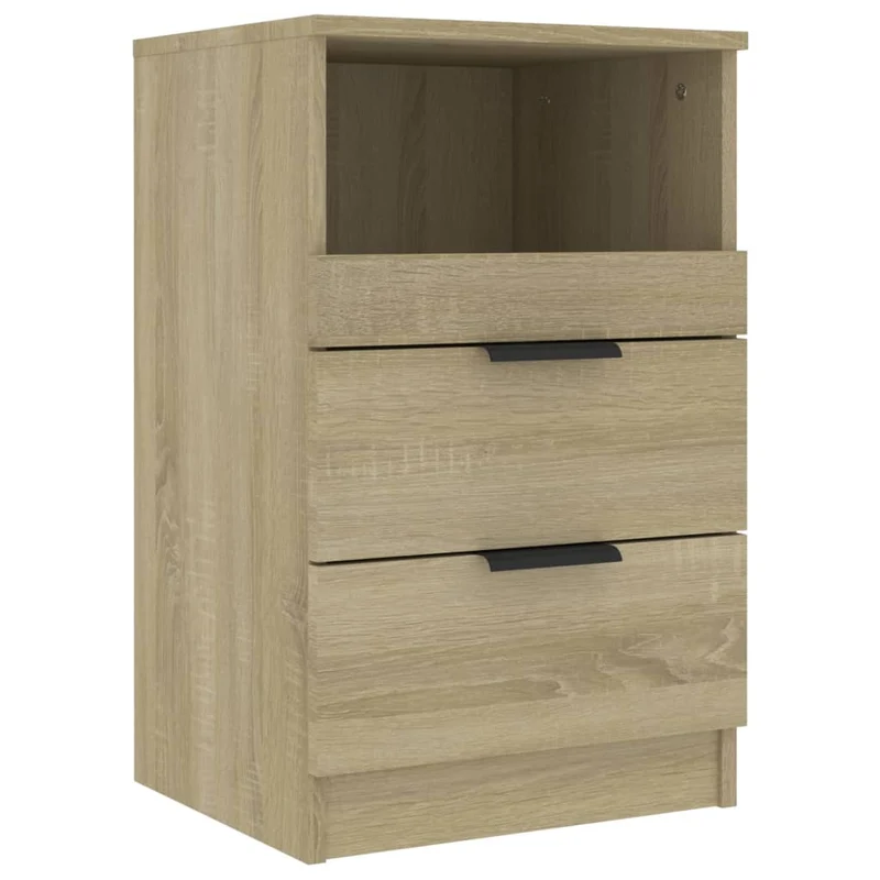 Table de chevet avec deux tiroirs avec compartiment ouvert 40 x 36 x 65 cm bois d'ingénierie couleur chêne DEC033897
