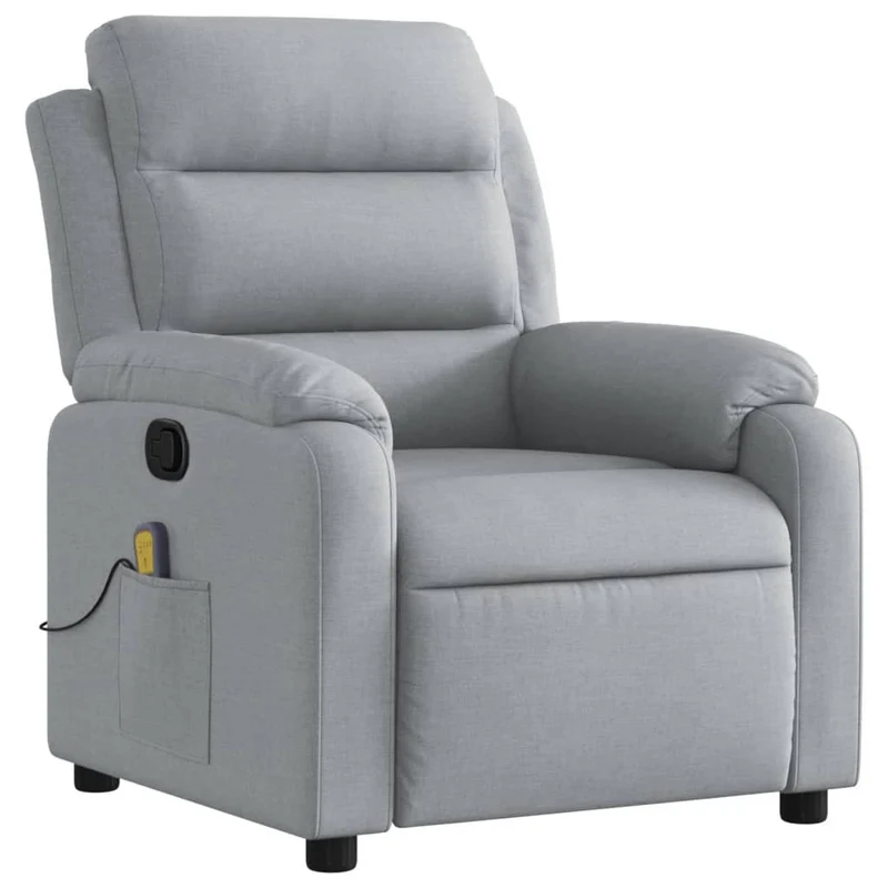 Fauteuil de relaxation TV fonction massage inclinable 6 points de massage en tissu gris clair DEC026917