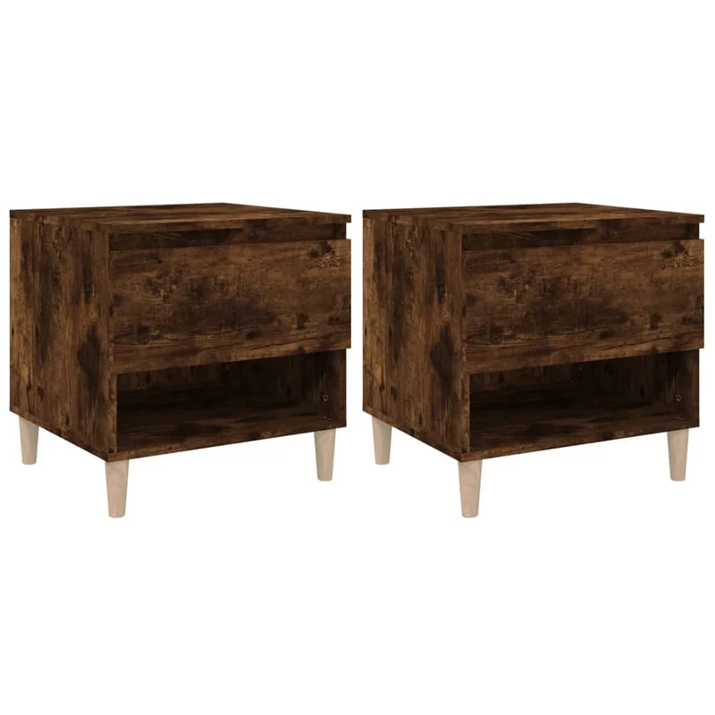 Lot de 2 tables de chevet avec tiroir et compartiment ouvert 50 x 46 x 50 cm bois d’ingénierie marron DEC035148