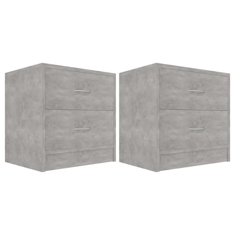 Lot de 2 tables de chevet avec deux tiroirs 40 x 30 x 40 cm bois d'ingénierie gris DEC035349