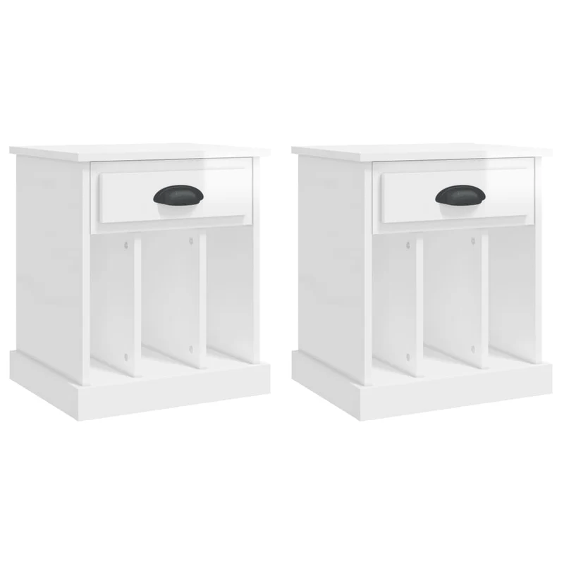 Lot de 2 tables de chevet avec tiroir et 3 compartiments 43 x 36 x 50 cm bois d'ingénierie blanc DEC035033