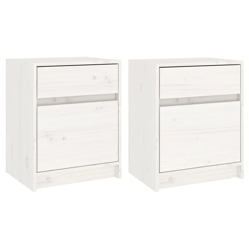 Lot de 2 tables de chevet avec iroir et compartiment avec porte 40 x 31 x 50 cm bois de pin blanc DEC034903