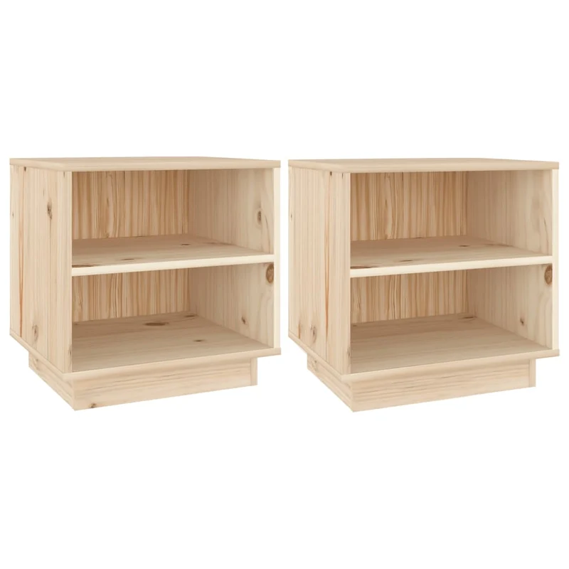 Lot de 2 tables de chevet avec étagères 40 x 34 x 40 cm bois de pin DEC034790