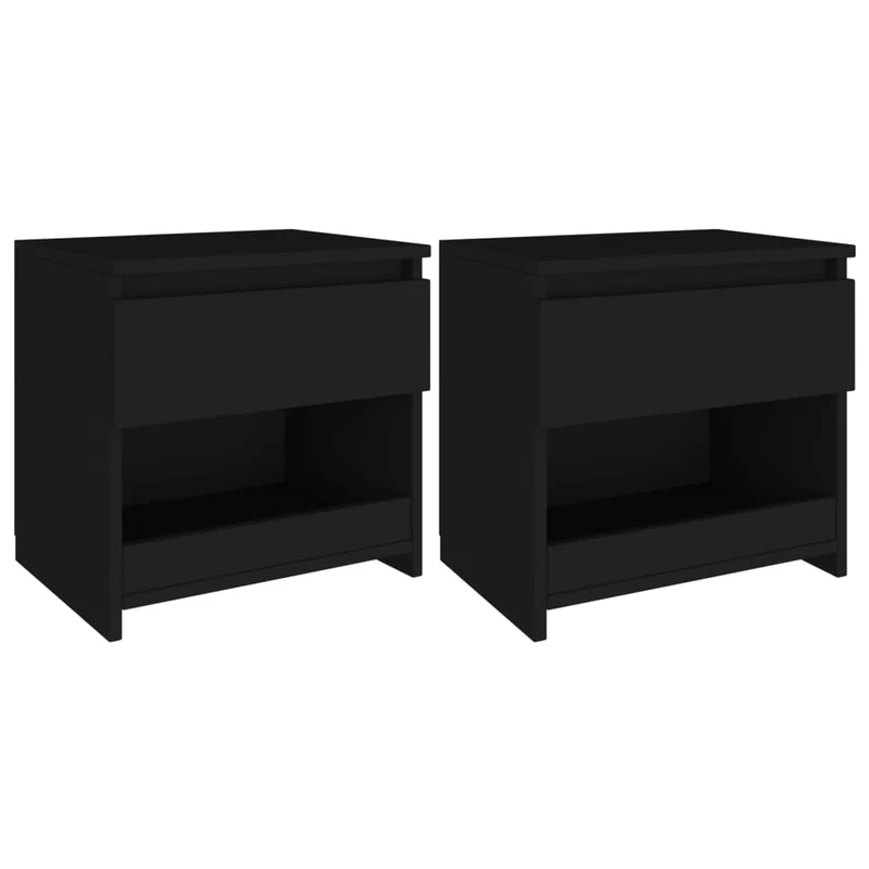 Lot de 2 tables de chevet avec tiroir et compartiment ouvert 40 x 30 x 39 cm aggloméré noir DEC035500