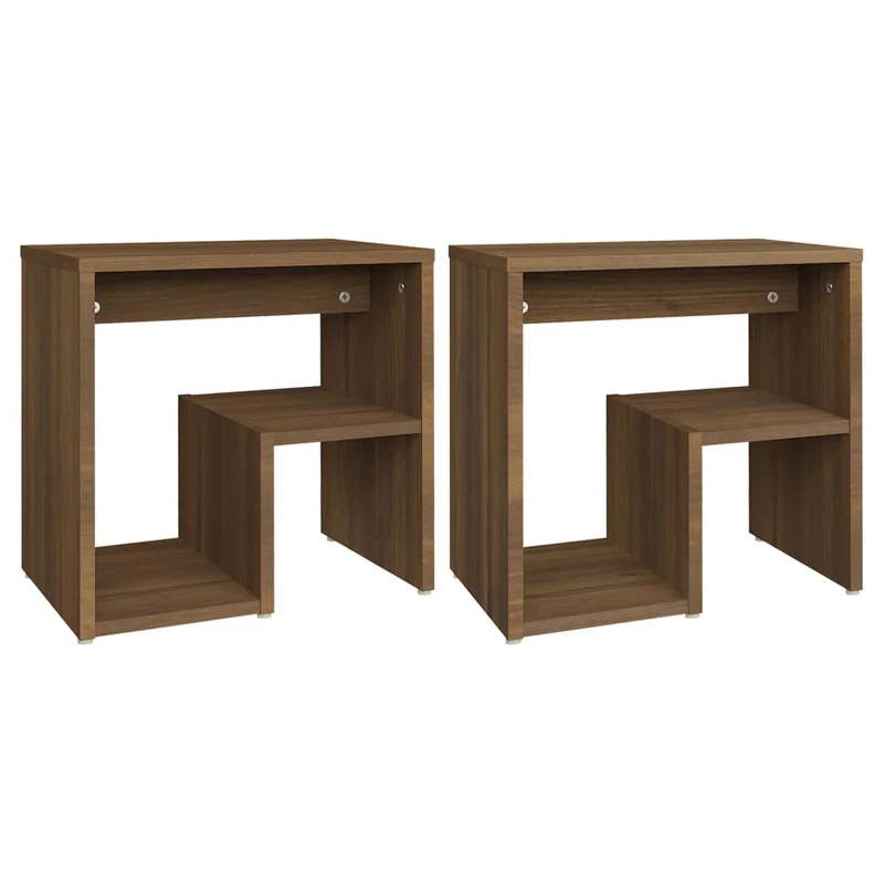 Lot de 2 tables de chevet avec étagères 40 x 30 x 40 cm bois ingénierie marron DEC035160