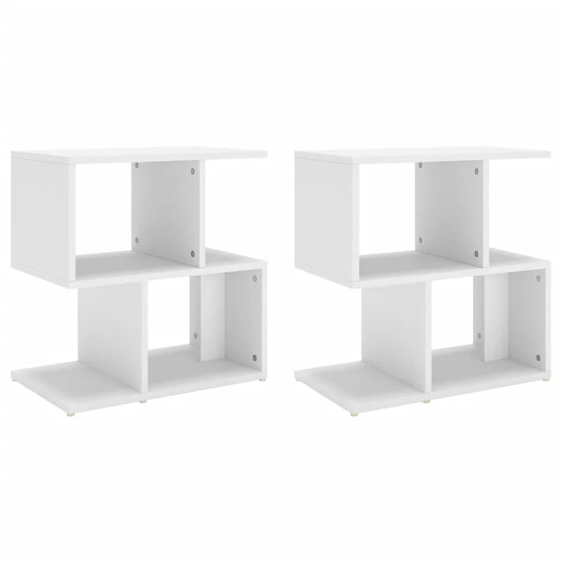 Lot de 2 tables de chevet avec étagères 50 x 30 x 51,5 cm bois d'ingénierie blanc DEC034971