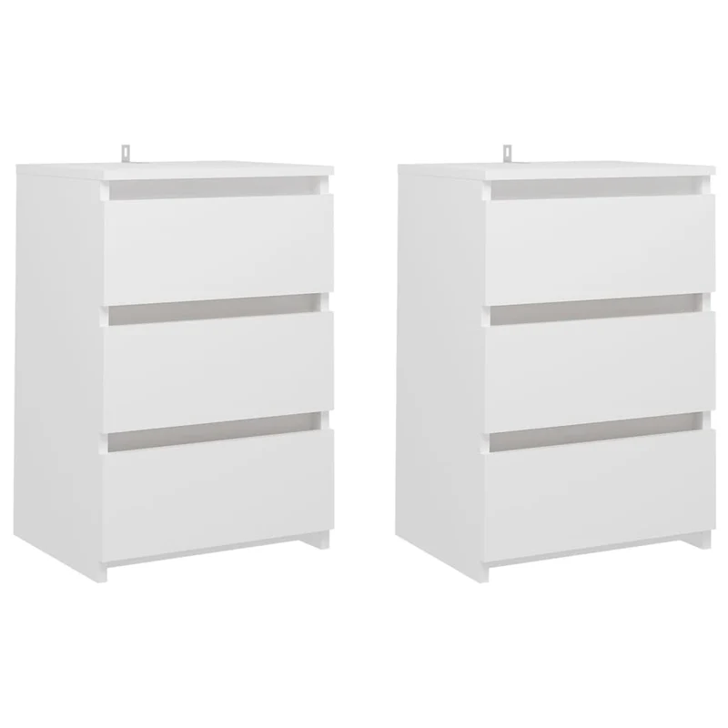 Lot de 2 tables de chevet avec 3 tiroirs 40 x 35 x 62,5 cm aggloméré blanc DEC034945