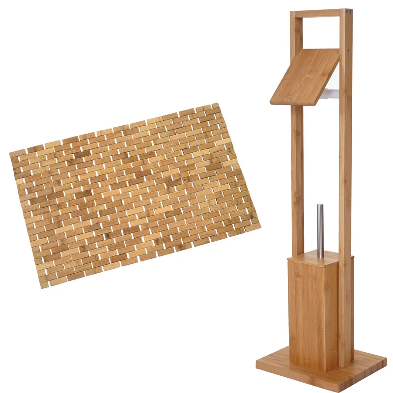 Accessoires de salle de bain porte-papier toilette tapis de bain en bamboo 04_0004759