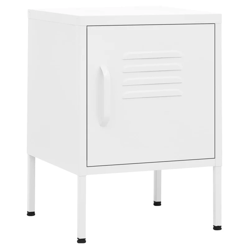 Table de chevet avec compartiment avec porte 35 x 35 x 51 cm acier blanc DEC033301