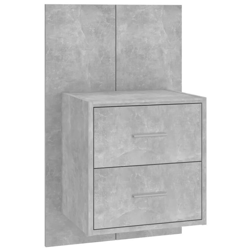 Table de chevet murale avec deux tiroirs 48,5 x 32,5 x 80 cm en bois d'ingénierie gris DEC034294