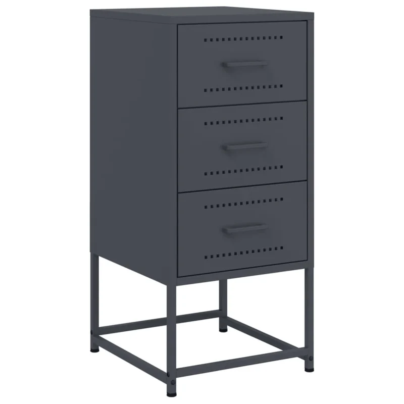 Table de chevet avec 3 tiroirs 36 x 39 x 78 cm acier anthracite DEC033107