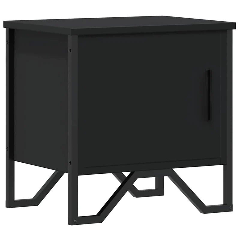 Table de chevet avec compartiment avec porte 40 x 30 x 40 cm aggloméré noir et métal DEC034384