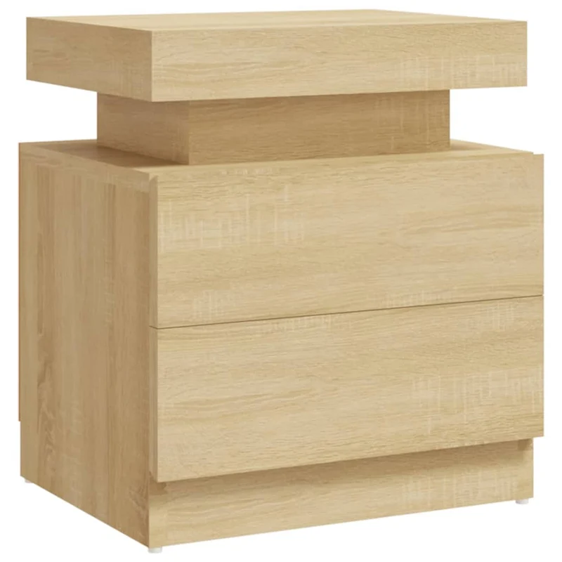 Table de chevet avec deux tiroirs 45 x 35 x 52 cm bois d'ingénierie couleur chêne DEC033881