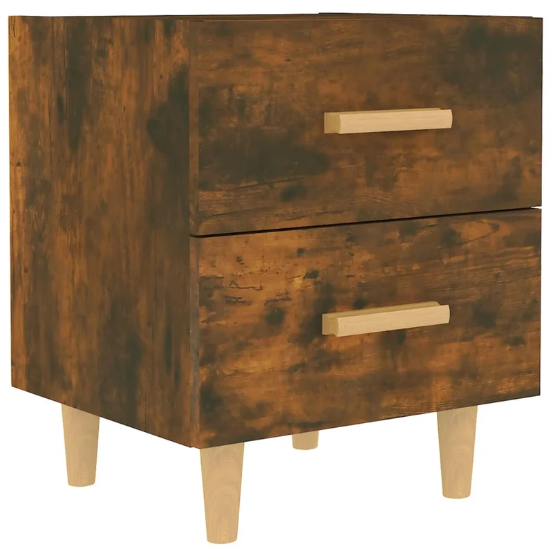 Table de chevet avec deux tiroirs 40 x 35 x 47,5 cm bois d'ingénierie marron DEC033567