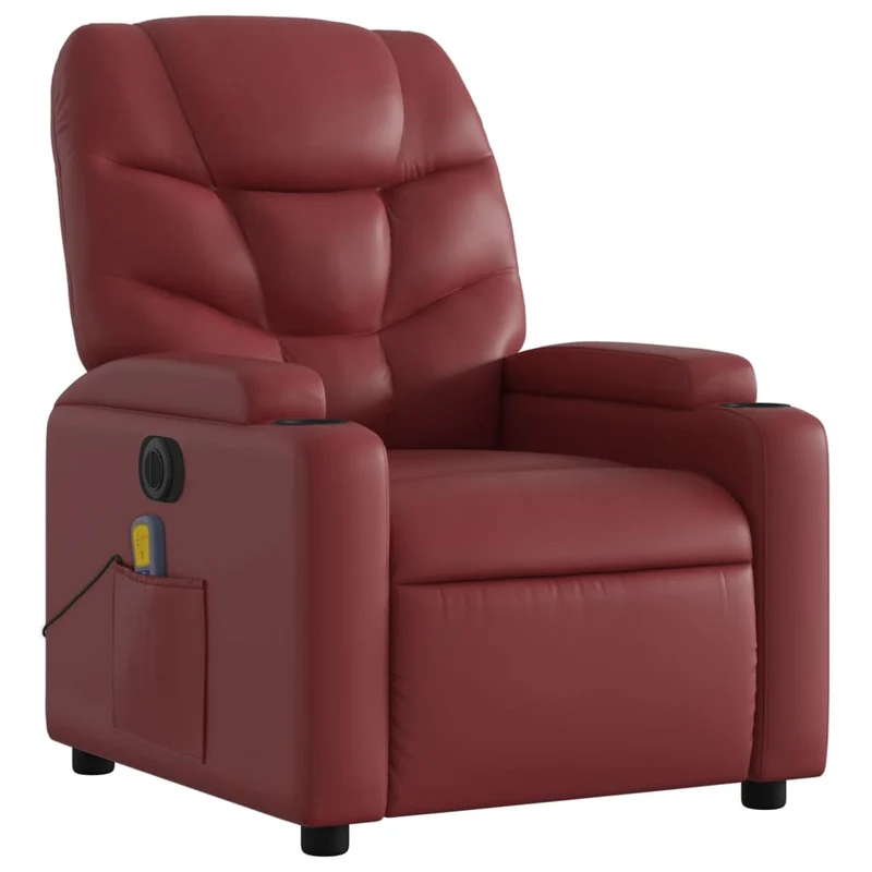 Fauteuil de relaxation TV fonction massage inclinable électrique en PVC rouge bordeaux DEC027242