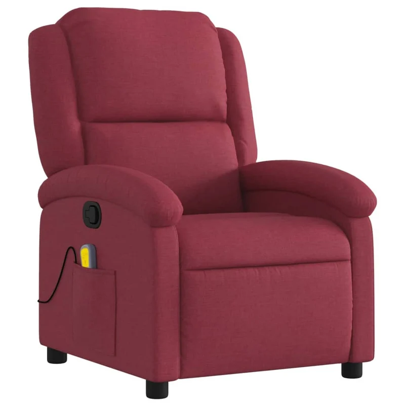 Fauteuil de relaxation TV fonction massage inclinable 6 points de massage en tissu rouge bordeaux DEC027089