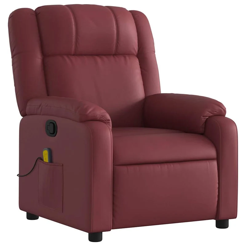 Fauteuil de relaxation TV fonction massage inclinable 6 points de massage en PVC rouge bordeaux DEC027082