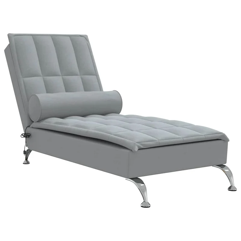 Méridienne chaise longue pour intérieur de massage avec traversin en tissu gris clair DEC026146