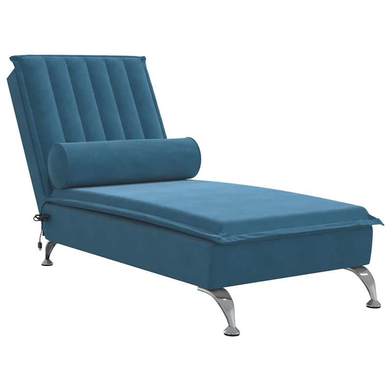 Méridienne chaise longue pour intérieur de massage avec traversin en velours bleu DEC026143