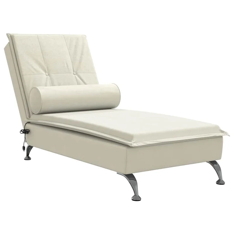 Méridienne chaise longue pour intérieur de massage avec traversin en velours crème DEC026145