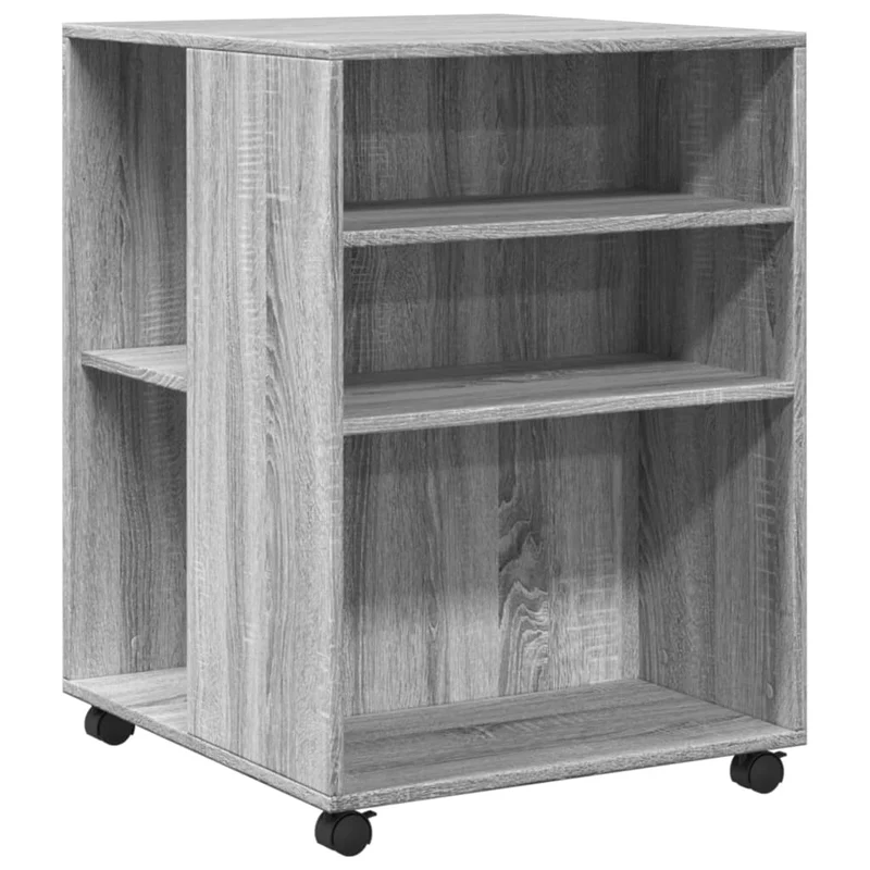 Table d'appoint sur roulettes deux étagères et espace de rangement en bois d'ingénierie couleur gris DEC024619