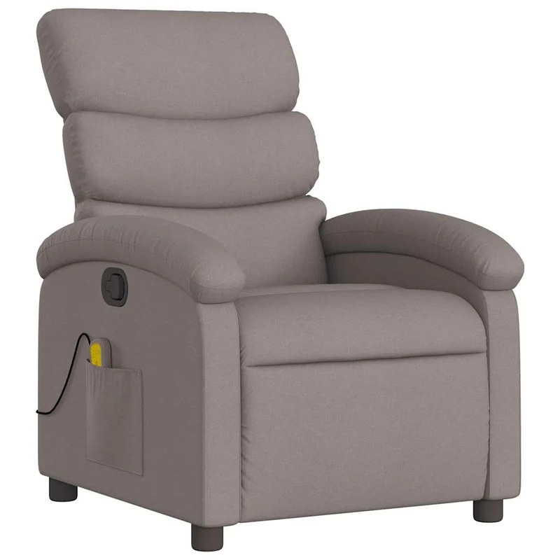 Fauteuil de relaxation TV fonction massage inclinable 6 points de massage en tissu taupe DEC027113