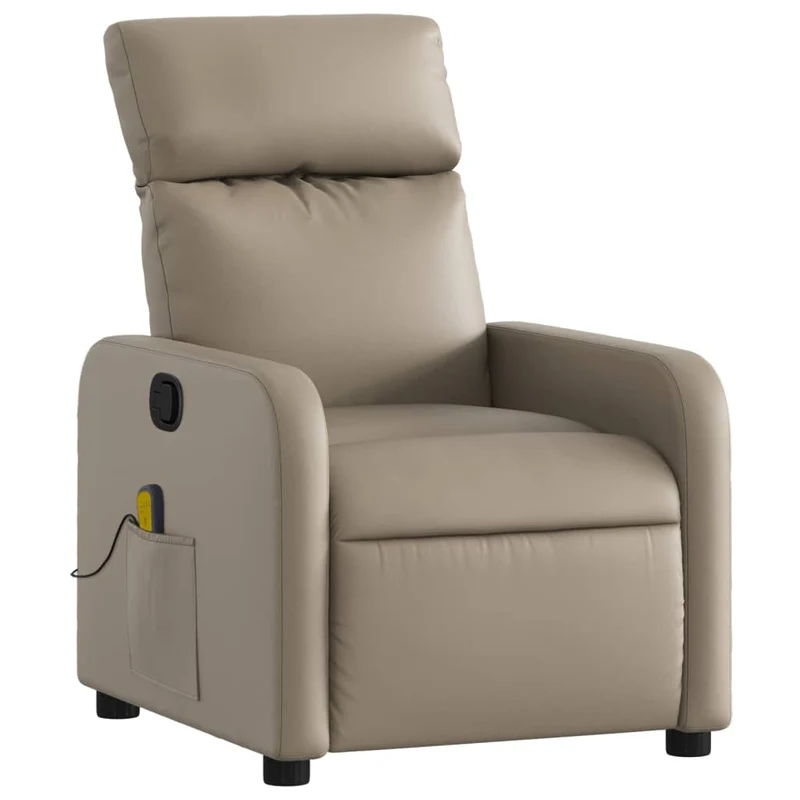 Fauteuil de relaxation TV fonction massage inclinable 6 points de massage en PVC cappuccino DEC026880