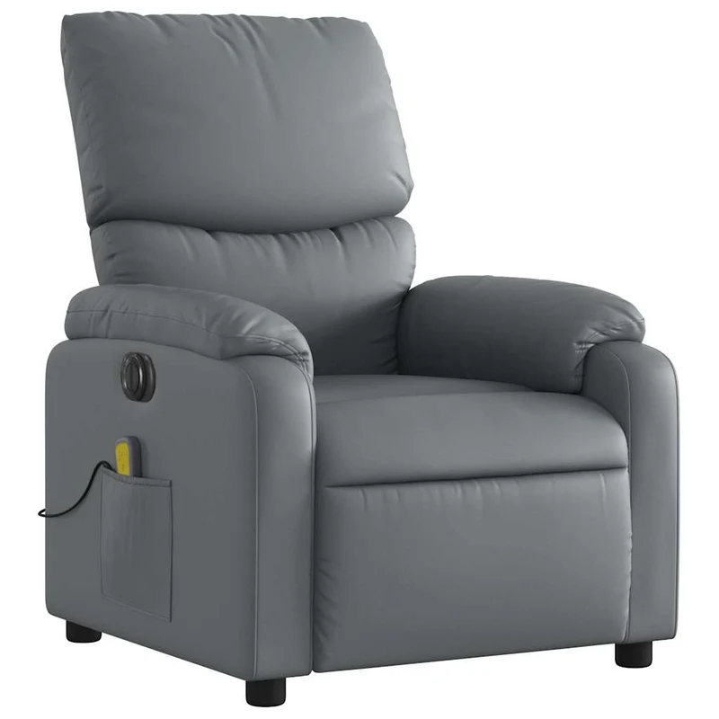 Fauteuil de relaxation TV fonction massage inclinable électrique 6 points de massage en PVC gris DEC027179