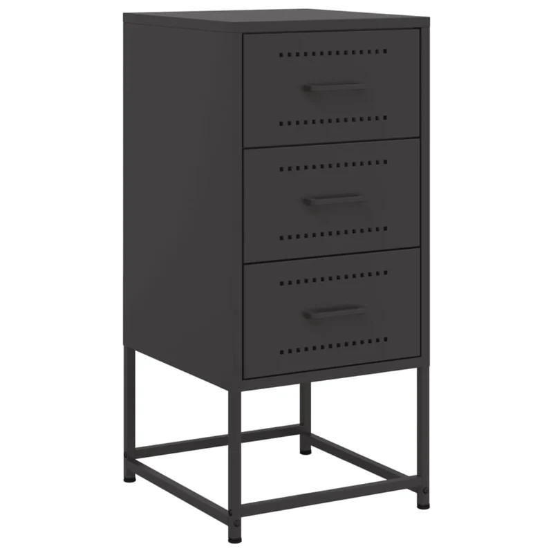 Table de chevet avec 3 tiroirs 36 x 39 x 78 cm acier noir DEC034377